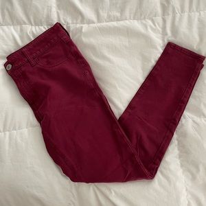 American Eagle Outfitters Knit Stretch Jeggings, Size 8, Maroon